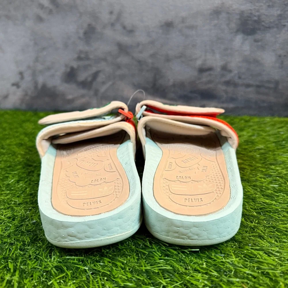 Adidas Pharrell Williams Chancler Hu Slides Kids Size 4 Mint Green Orange Strap